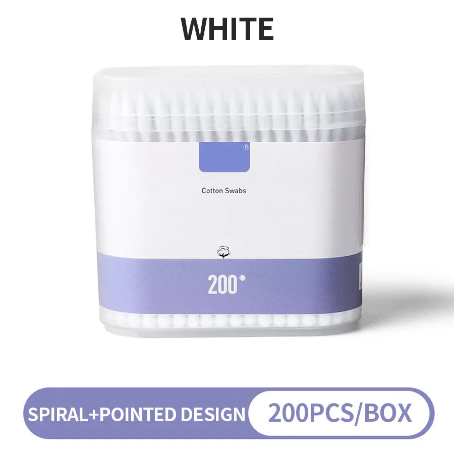 200PCS/box - high-quality double ended cotton swabs - suitable for personal cleaning, gentle makeup removal, makeup swabs, etc