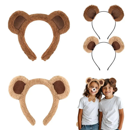 Plush Bear Ear Girl's Headbands Cosplay Makeup Headpiece Brown Animal Ears Hair Hoop DIY Cute Sweet Cartoon Hair Accessories