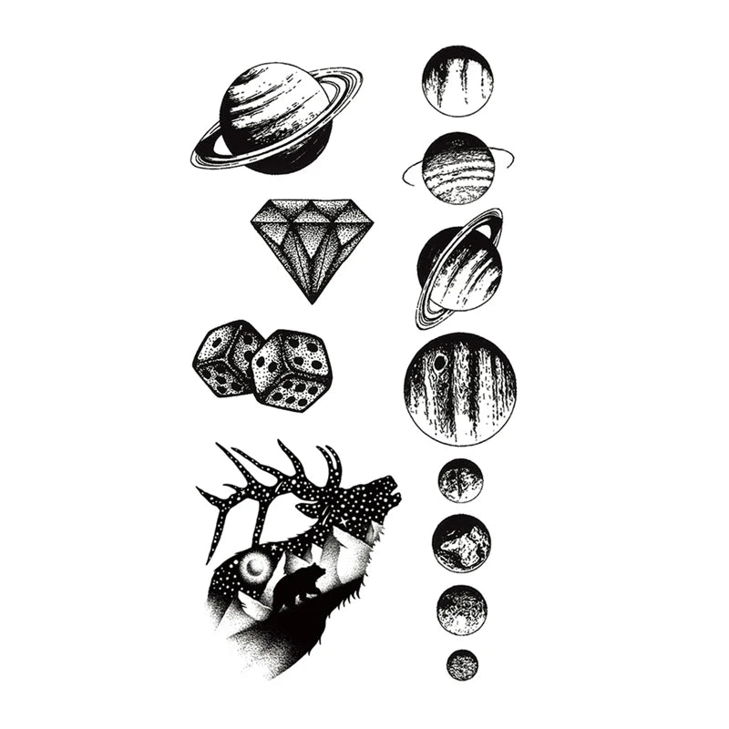 Tattoo Stickers Totem Black Color Flash Temporary Waterproof Party Fake Makeup Neck Hand Arm Body Art for Men Women