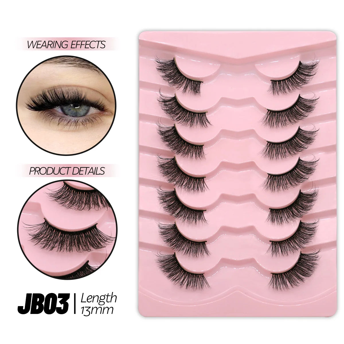 GROINNEYA Half Lashes 5/7/10 Pairs Half Lashes Soft Natural Cat Eye Lashes Makeup Tool Fake Eyelashes Extension Fluffy Faux Cils