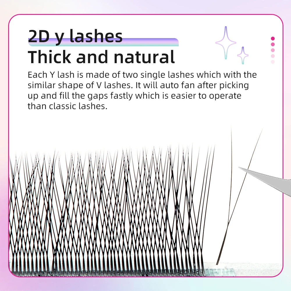 Yelix Single Tip 2D Y Shape Lashes Hand Woven Premium B C D L M Natural Eyelashes Extension Supplies Makeup Mesh Net Cross Lash