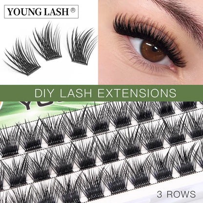 YOUNG LASH DIY Eyelashes Cluster Lashes  Extensions C D Curl  Premade Volume Fans Russian Fake Eyelashes Natural Makeup