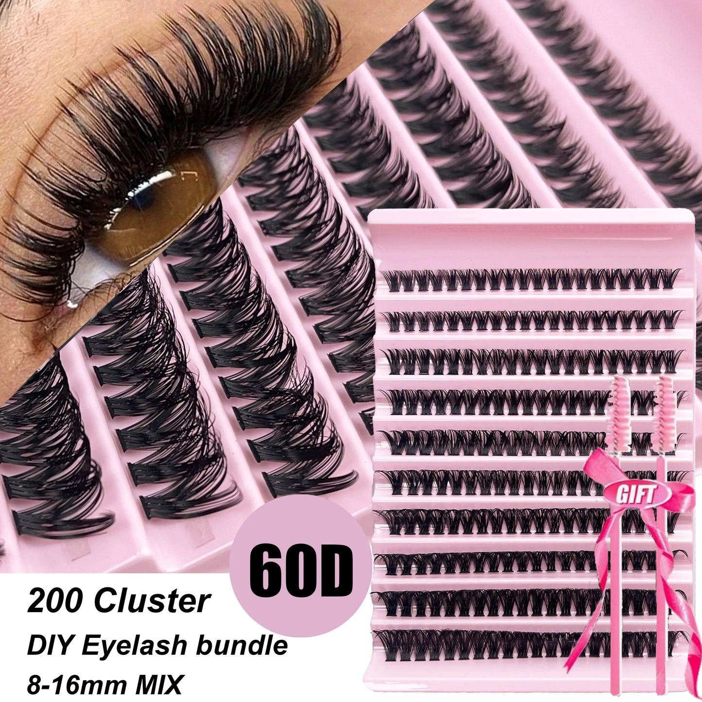 30D 40D 50D 60D Mink False Eyelash C/D Curl 8-16mm DIY Individual Eyelash Clusters Natural Eyelash Extension Makeup Tool Lashes