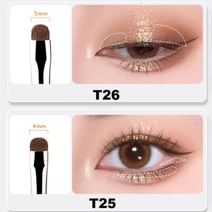 4Pcs Fine Eyeshadow Brushes Smudge Precision Eyeliner Smudge Makeup Brush Eyelid Highlighter Lying Silkworm Makeup Brushes Tools