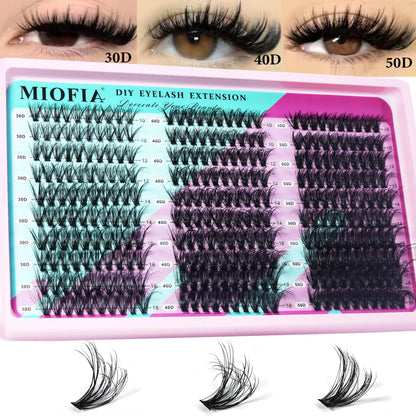 MIOFIA Thick Fluffy Lashes Clusters 150D 100D 80D 50D Natural Lash Clusters 3D Faux Mink Lashes DIY Eyelash Extension Makeup
