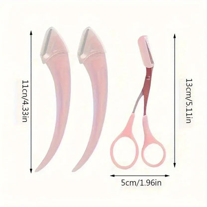 3-Piece Eyebrow Trimmer Set, Precision Trimming Scissors, Curved Eyebrow Trimmer And Comb - For On-The-Go Eyebrow Grooming