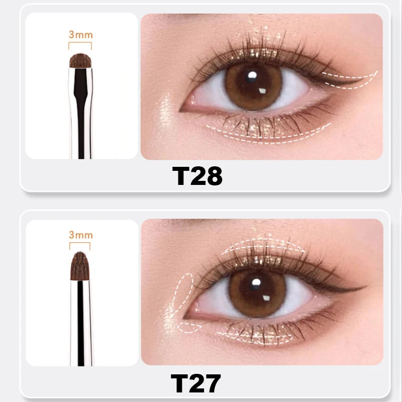 4Pcs Fine Eyeshadow Brushes Smudge Precision Eyeliner Smudge Makeup Brush Eyelid Highlighter Lying Silkworm Makeup Brushes Tools