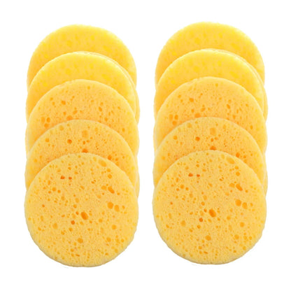 10pcs 8cm Face Round Makeup Remover Tool Natural Wood Pulp Sponge Cellulose Compress Cosmetic Puff Facial Washing Sponge
