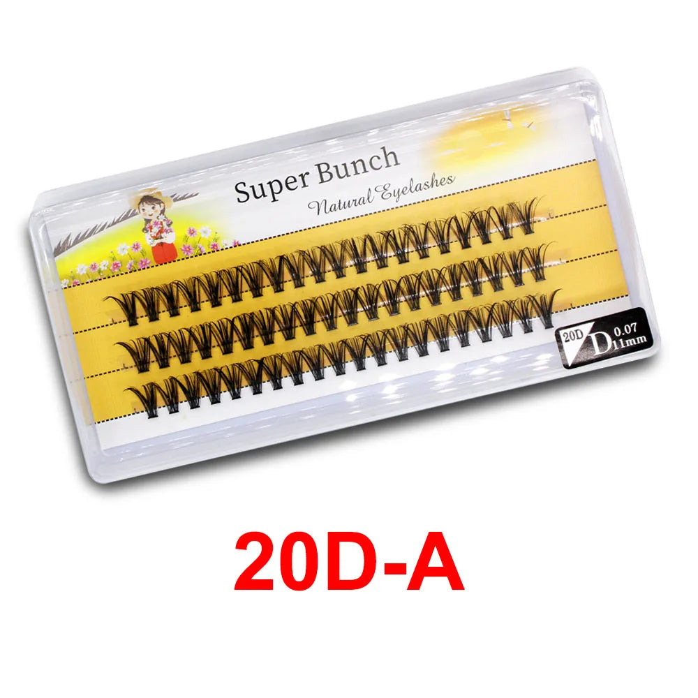 Super Bunch Wide Base 30D/40D/60D/80D Individual Eyelashes Cluster Russia Volume Eyelash Extension False Silk Lashes Makeup Tool