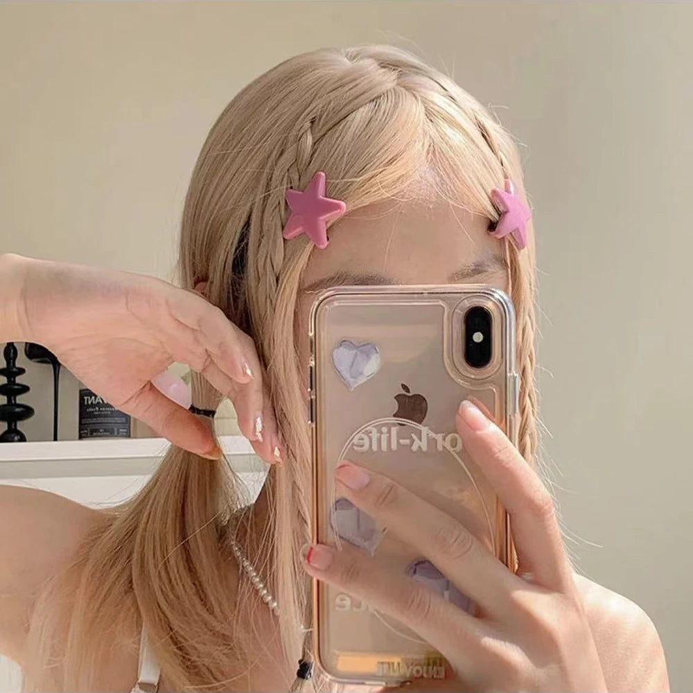 2pcs Girls Cute Hairpins Sweet Hair Clips Square Hair Side Bangs Clip Barrettes Makeup Tools Women Headwear Hair Accessories