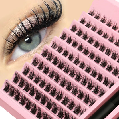 GROINNEYA DIY Lashes Extension Kit Individual Eyelash Extension Kit Cluster Lashes Kit Lash Glue for Eyelash Extensions Makeup