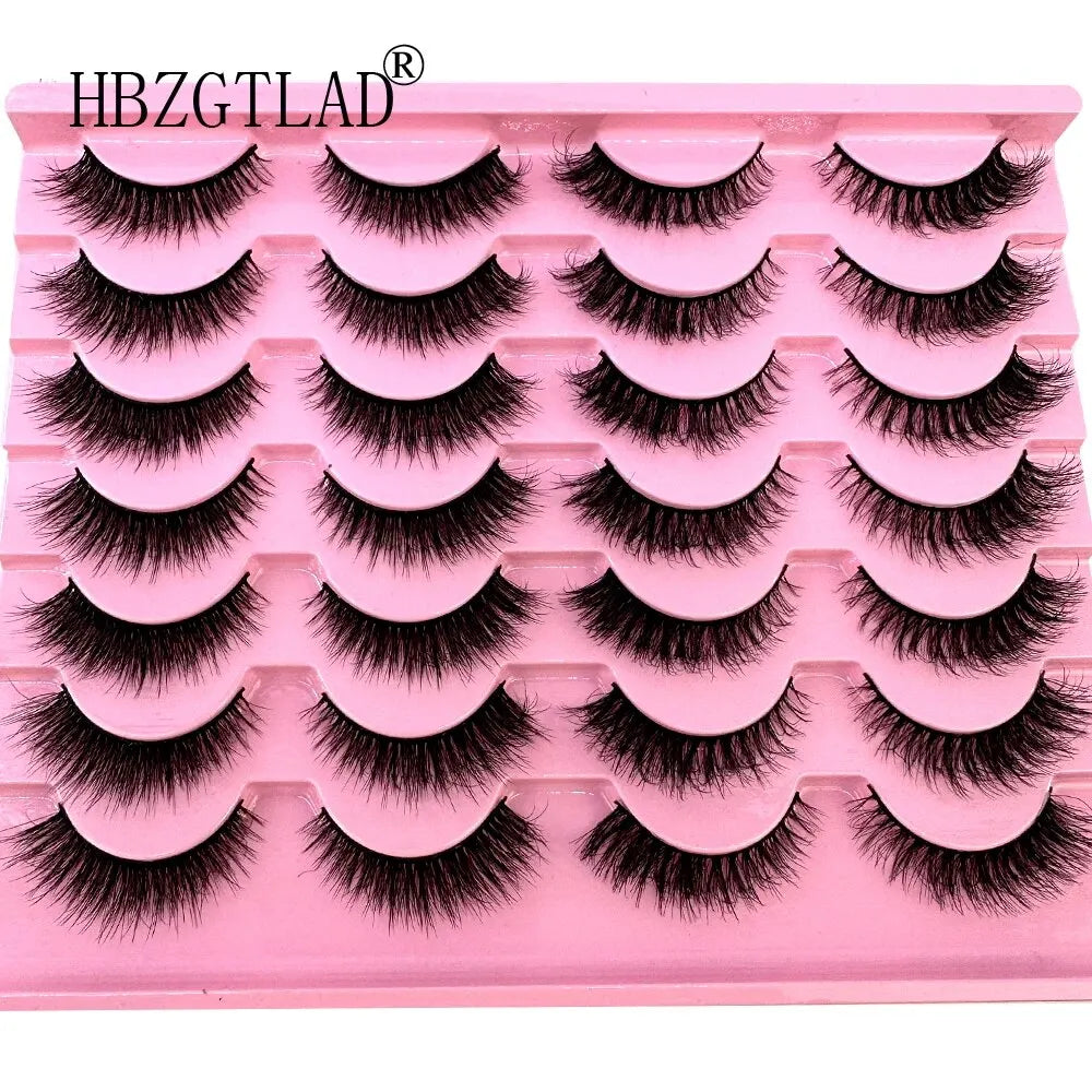 New 14Pairs 3D Faux Mink False Eyelashes Natural Messy EyeLashes Crisscross Wispy Fluffy Lashes Extension Makeup Fake Eyelashes