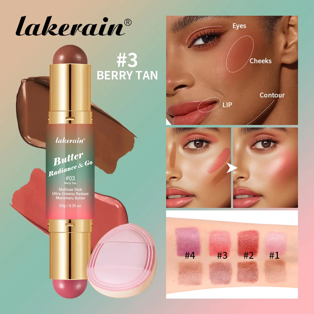 2 IN 1 Multiuse Stick Double Headed Bronzer Blush For Cheeks Eyes Lips Long Lasting Matte Glow Makeup Contouring Stick Makeup