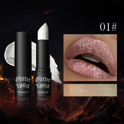 Waterproof Nude Glitter Lipstick 7 Colors Long Lasting Non-stick Cup Velve Red Mermaid Sexy Shimmer Lipsticks Makeup Cosmetic