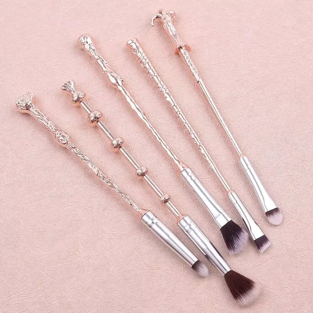 5PCS Makeup Brush Wand Set Professional Style Brushes with Soft Bristle and Metal Handles Perfect for Eyeshadow Powder Makeup