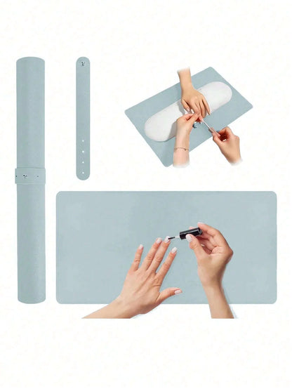 1/2pcs Pink Nail Art Table Mat Portable Foldable Nail Art Armrest Mat Microfiber Leather Soft Nail Art Mat for Nail Art Salon