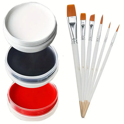 30g Professional Face Paint with 6 Brushes Body Paint Oil Face Painting Makeup Safe for Kids and Adults Split Color