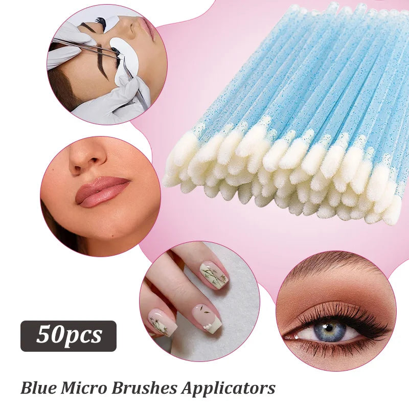 50Pcs Disposable Crystal Lip Brush Lipstick Gloss Wands Eyelash Makeup Micro Brushes Lash Extension Clean Applicator Makeup Tool