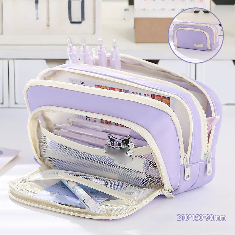 Large Capacity Minimalist Storage Bag Student Pencil Case Makeup Bag Storing Stationery Makeup Tools Digital Accessories