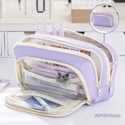 Large Capacity Minimalist Storage Bag Student Pencil Case Makeup Bag Storing Stationery Makeup Tools Digital Accessories