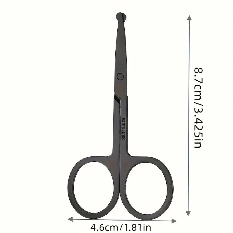 Precision Nose Hair Scissors, Round Tip Scissors for Eyebrows, Beard, Mustache and Ear Hair Trimming Facial Grooming Tools with