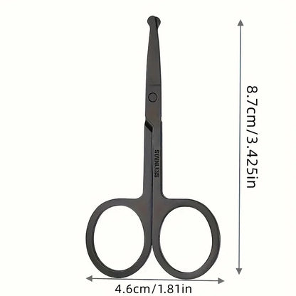 Precision Nose Hair Scissors, Round Tip Scissors for Eyebrows, Beard, Mustache and Ear Hair Trimming Facial Grooming Tools with