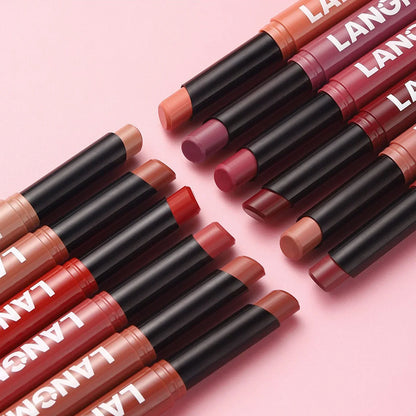New Rotating Velvet Matte Lipstick Long Lasting Waterproof Lipstick Non-Stick Cup Lip Stain Tint Cosmetics Pencil Liner Makeup