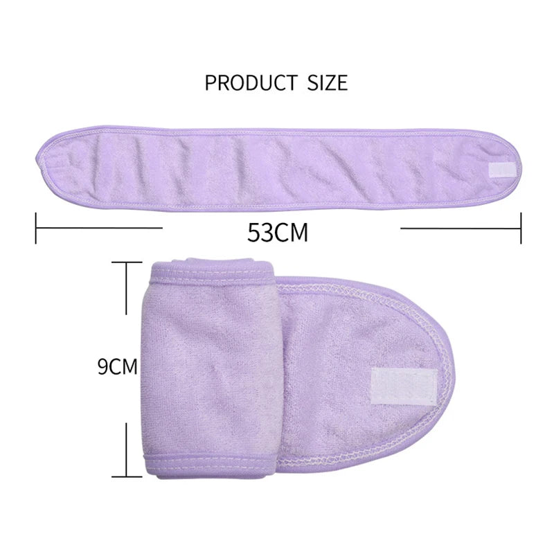 1 Pcs Makeup Hairband Eyelashes Extension Spa Facial Headband Makeup Towel with MagicTape Wrap Head Terry Cloth Headband Stretch