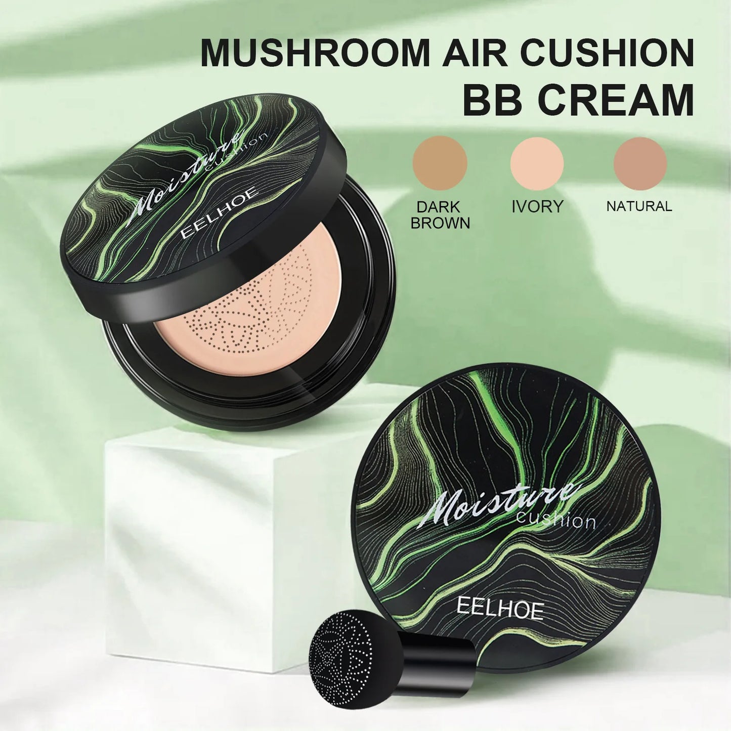 EELHOE Air Cushion BB Cream Face Base Makeup Natural Moisturizing Foundation Concealer Liqiud Foundation Mushroom Head BB Cream