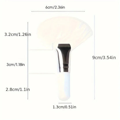 1pc Fanned Makeup Brush, Salon Quality, Soft Mini Facial Foam Brush Applicator, Portable, White