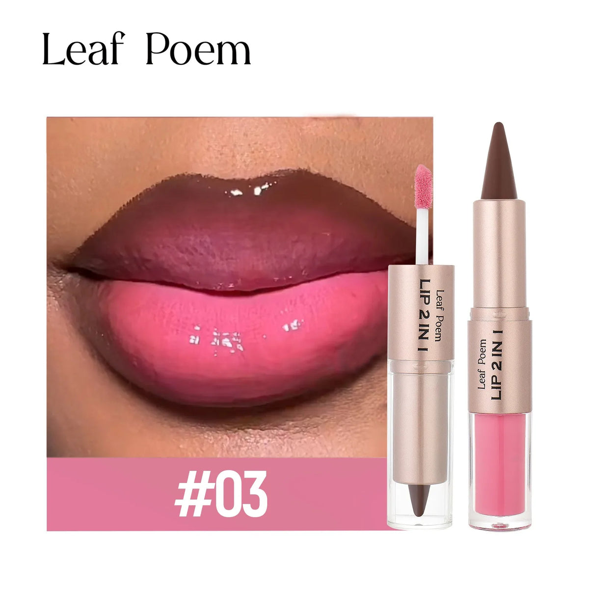 2IN1 Tapered Gradient Lipliner Pen Nude Brown Mirror Glass Lip Gloss Matte Lip Liner Waterproof Lip Contour Non Stick Makeup