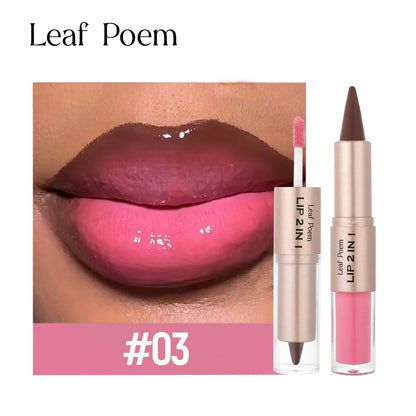 2IN1 Tapered Gradient Lipliner Pen Nude Brown Mirror Glass Lip Gloss Matte Lip Liner Waterproof Lip Contour Non Stick Makeup