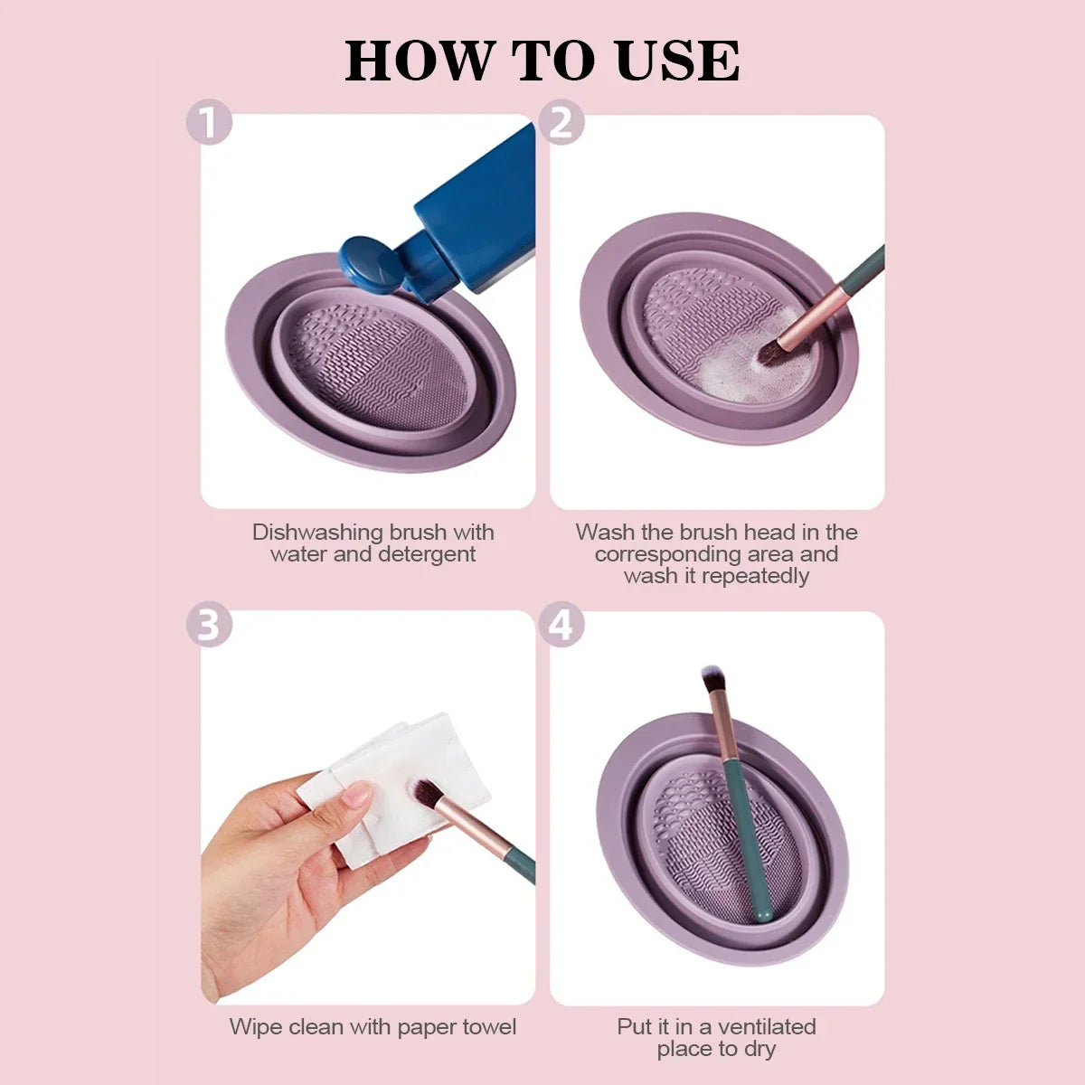 Soft Silicone Makeup Brush Cleaner Folding Powder Puff Cleaning Bowl Eyeshadow Brush Cleaning Pad Beauty Tools Portable Washing