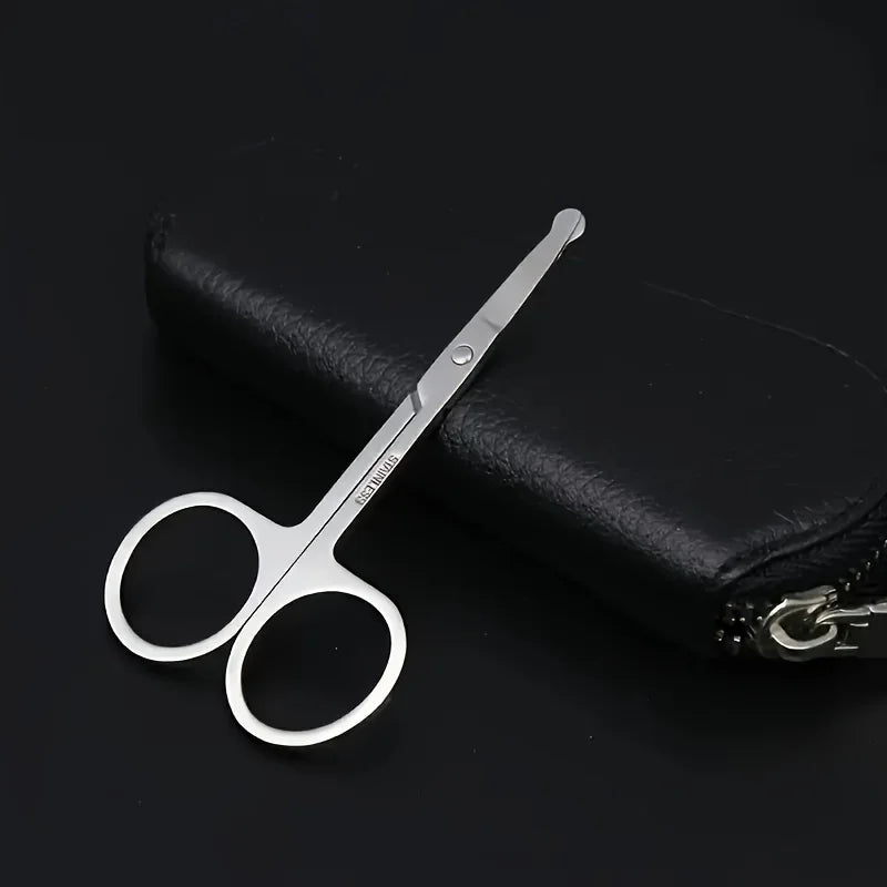Precision Nose Hair Scissors, Round Tip Scissors for Eyebrows, Beard, Mustache and Ear Hair Trimming Facial Grooming Tools with