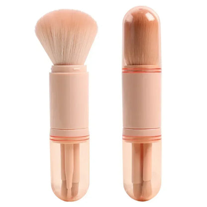 4pcs/set 4 In 1 Telescopic Makeup Brush Portable Travel Makeup Brushes Set Eyeshadow Loose Powder Mini Makeup Brush Beauty Tools
