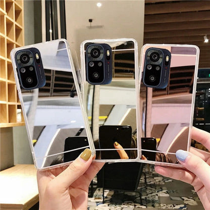 Makeup Mirror Bling Soft Silicone Case For Xiaomi Poco M3 F3 M4 F4 F5 X5 X6 Redmi Note 10 11 Pro Plus 5G 10S 11S 10A 10C Cover