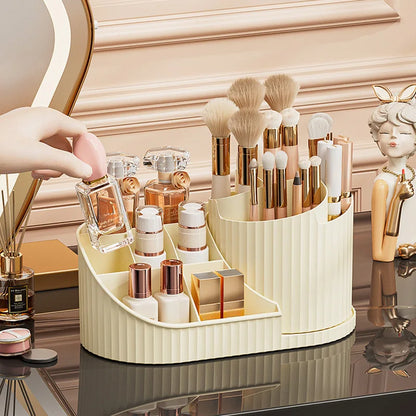 360° Rotatable Cosmetic Organizer Lipstick, Makeup Brush Organizer, Desktop Cosmetic Display Cabinet Suitable for Living Room,