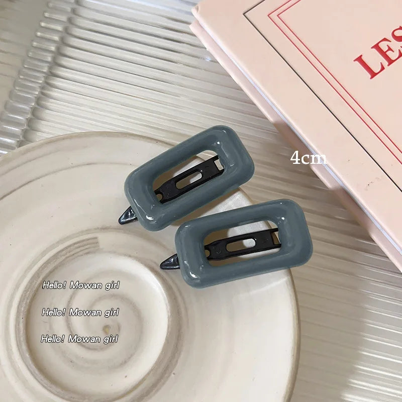 2pcs Girls Cute Hairpins Sweet Hair Clips Square Hair Side Bangs Clip Barrettes Makeup Tools Women Headwear Hair Accessories