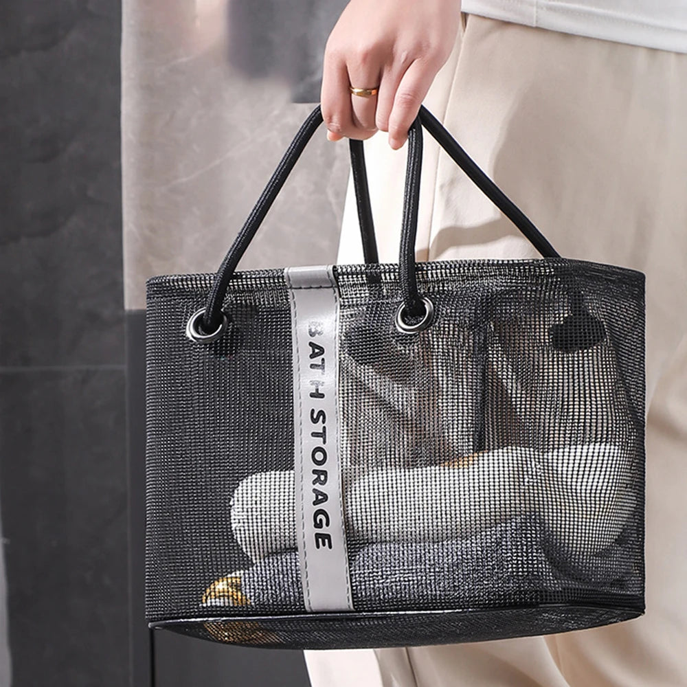 Collapsible Mesh Drain Basket 2in1 Travel Toiletry Swimming Organizer Large Portable Carry Handle Eco Friendly Storage
