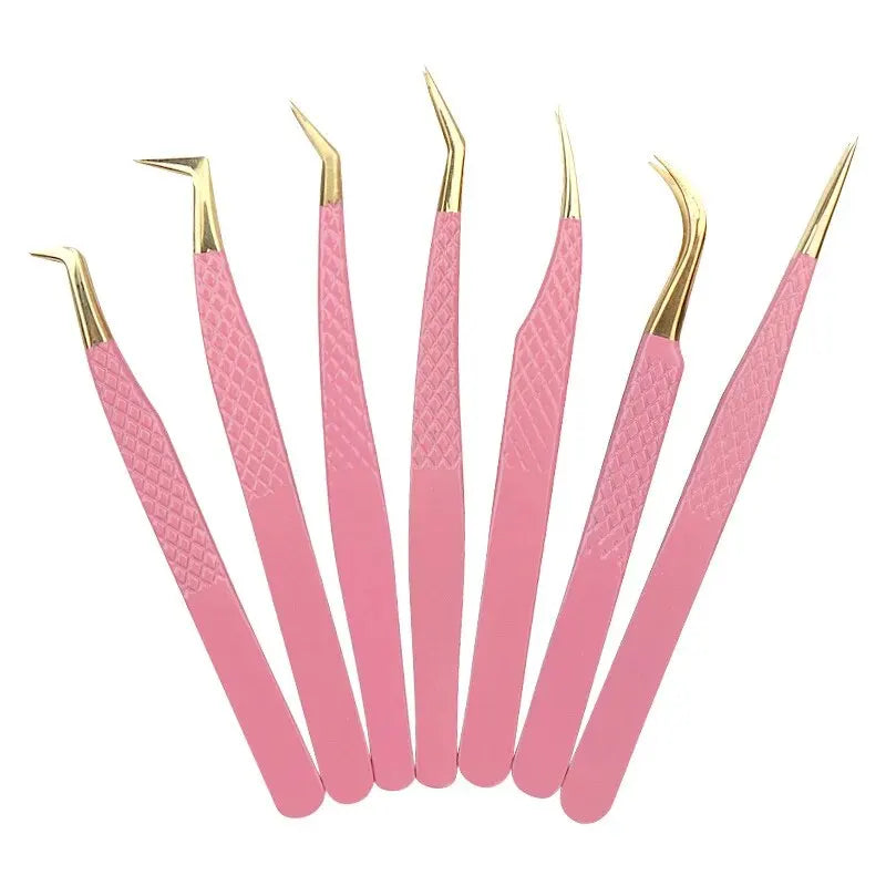 1 Pcs Eyelashes Tweezers For Lash Extension Stainless Steel High Precision Anti-static Tweezers Makeup Tools Eyelash Extensions