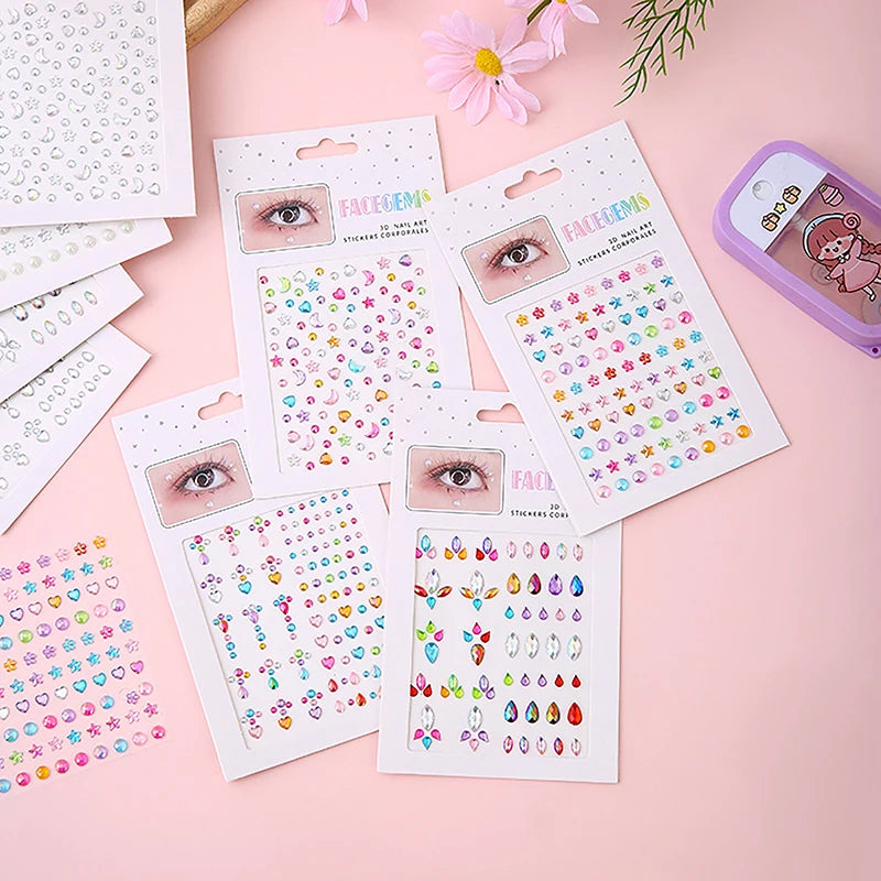 Makeup Diamond Eyes Face Festival DIY Body Crystal Gems Tattoo Adhesive Rhinestone Nail Art Decoration Acrylic Eyeshadow Sticker