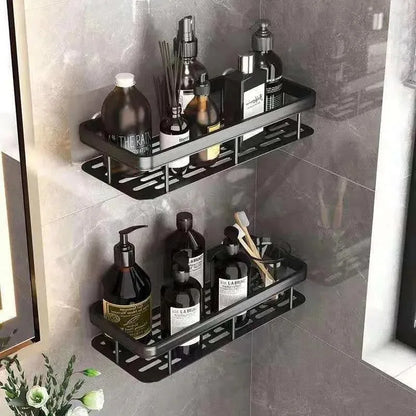 1/2/3pcs Aluminum Alloy No Drill Wall Bathroom Shelf Shampoo Rack Makeup Storage Organizer Shower Shelf Bathroom Accessories