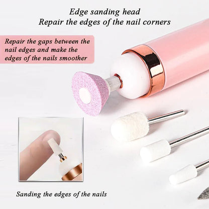YIKOOLIN Electric Nail File Portable Nail Set with 4 Speeds Cuticle Trimmer Battery Operated Manicure and Pedicure Tools