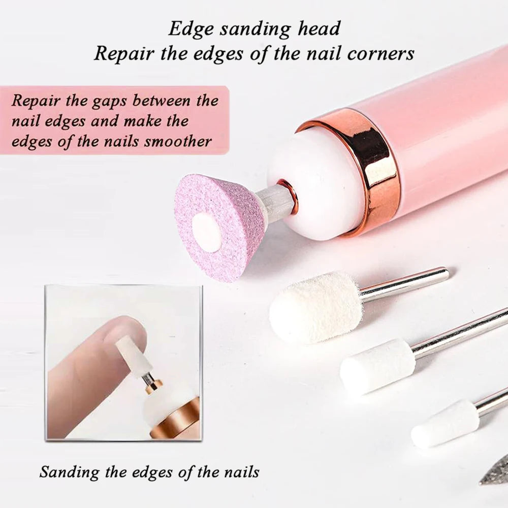 YIKOOLIN Electric Nail File Portable Nail Set with 4 Speeds Cuticle Trimmer Battery Operated Manicure and Pedicure Tools