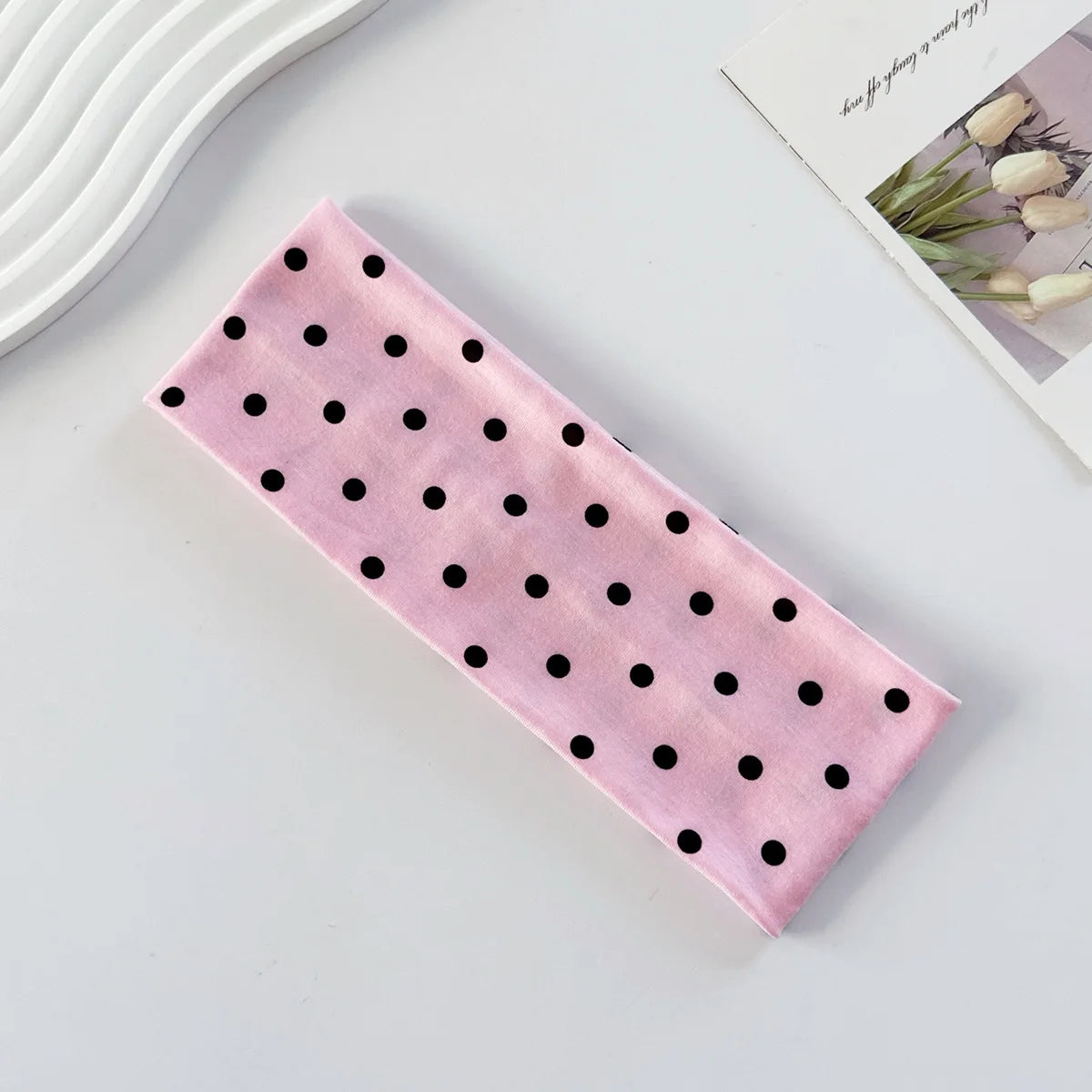 1pc Polka Dot Yoga Elastic Headband – Fashionable Dot-pattern Makeup Headband, Sports & Fitness Sweat-absorbent Hairband