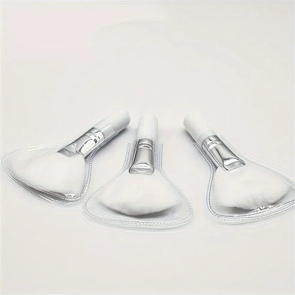 1pc Fanned Makeup Brush, Salon Quality, Soft Mini Facial Foam Brush Applicator, Portable, White