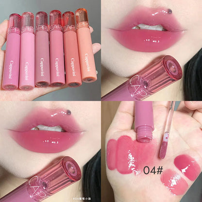 Cappuvini Jelly Mirror Lip Glaze Water Light Moisturizing Lip Gloss Long-lasting Makeup Lipstick