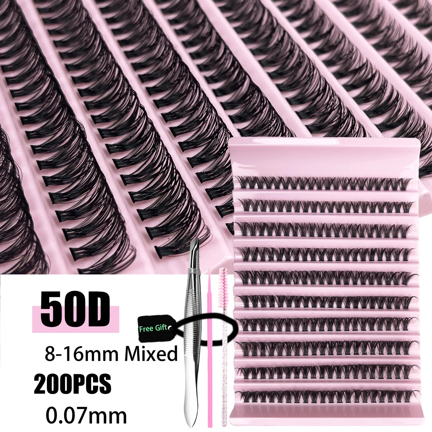 200 Clusters Individual Lash Cluster DIY Eyelash Extension Lash Volume Natural Eyelashes bundle 3D Faux False Mink Lashes Makeup