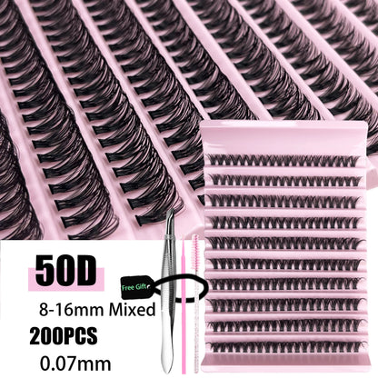 200 Clusters Individual Lash Cluster DIY Eyelash Extension Lash Volume Natural Eyelashes bundle 3D Faux False Mink Lashes Makeup