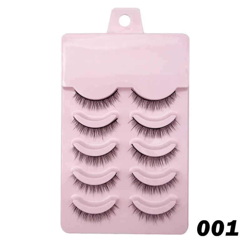 Natural Lashes 5/10 Pairs Eyelashes 3D Mink Lashes Manga Lashes Strip Lashes Band Soft Light False Eyelashes Makeup